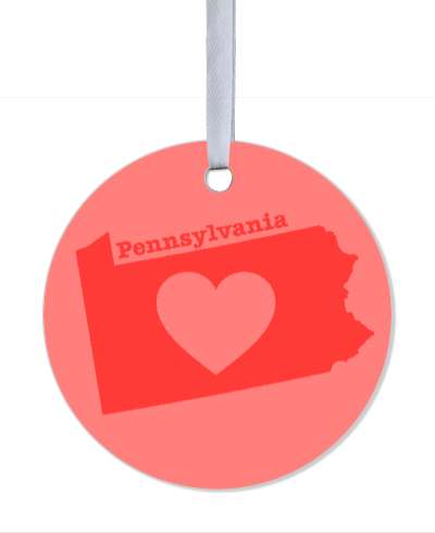 pennsylvania state silhouette heart stickers, magnet