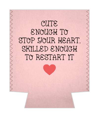 pink cute enough to stop your heart skilled enough to restart it stickers, magnet