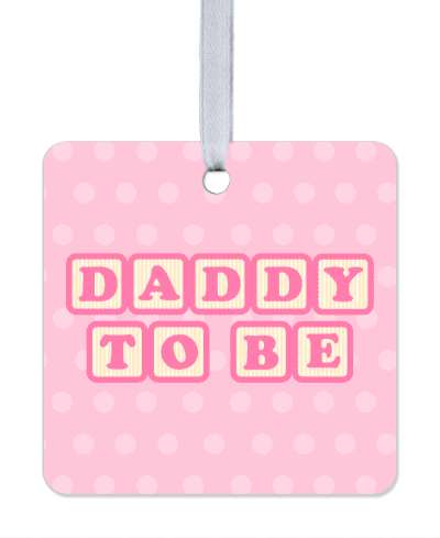 pink daddy to be baby letter blocks polka dot stickers, magnet