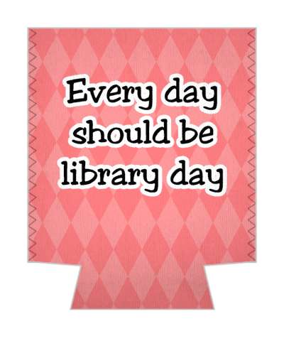 pink diamond pattern every day should be library day stickers, magnet