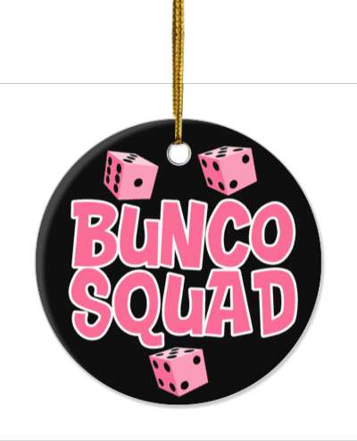 pink dice bunco squad black cute stickers, magnet