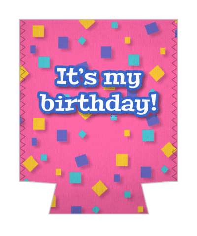 pink fun happy birthday multicolor confetti stickers, magnet