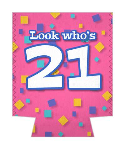 pink look whos 21 confetti 21st birthday stickers, magnet