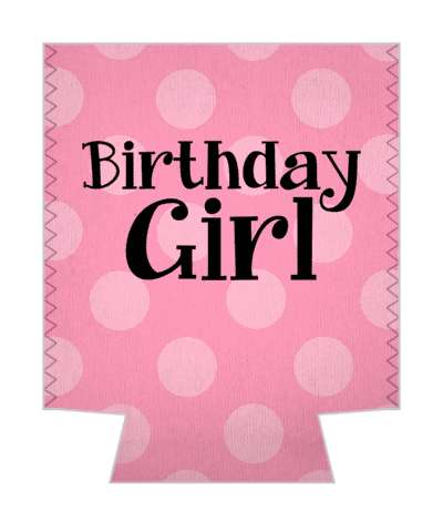 pink polka dots birthday girl stickers, magnet
