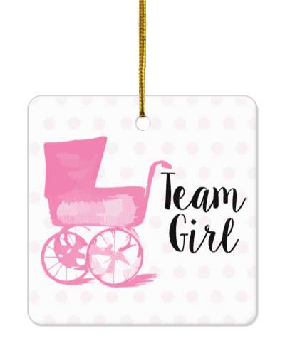 pink polka dots team girl baby stroller stickers, magnet