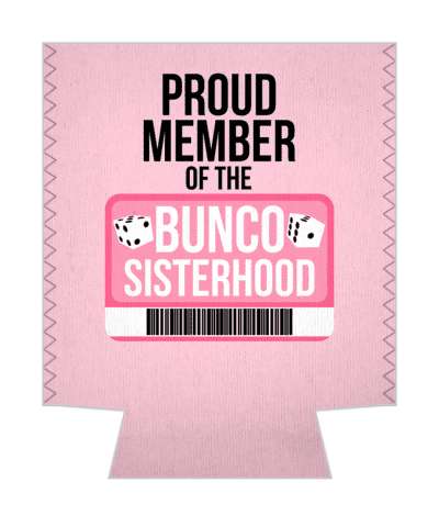 pink proud member of the bunco sisterhood id card dice stickers, magnet