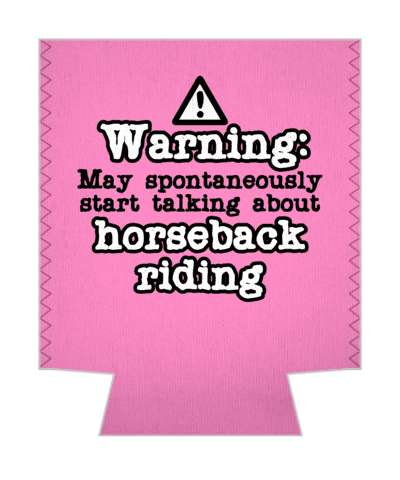 pink warning may spontaneously start talking about horseback riding stickers, magnet
