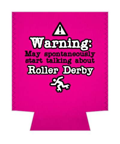 pink warning may spontaneously start talking about roller derby rollerskater stickers, magnet