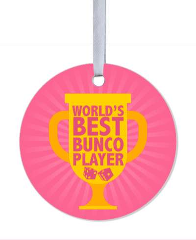 pink worlds best bunco player dice trophy rays stickers, magnet