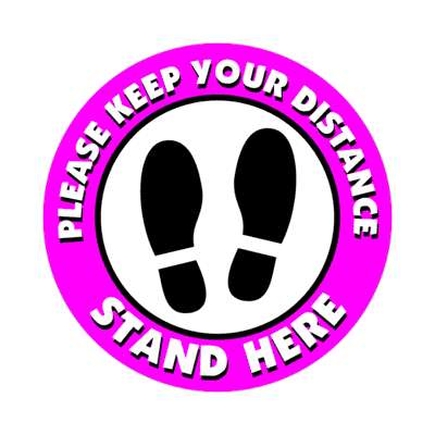 please keep your distance stand here footprints magenta border floor sticke