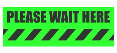 please wait here bright green lines floor sticker