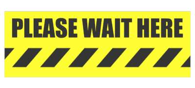 please wait here lines bright yellow floor sticker