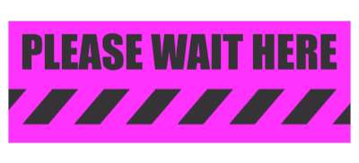 please wait here magenta lines floor sticker