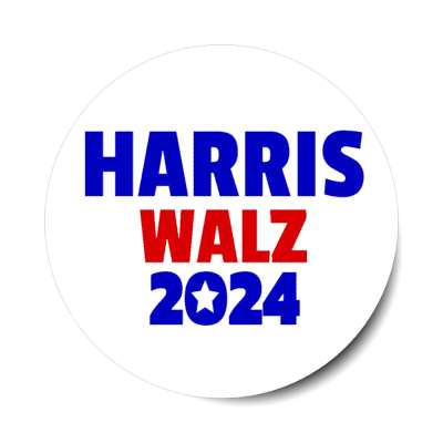 political harris 2024 walz democrats stylized star white red blue stickers, magnet