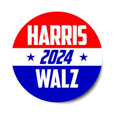 political harris 2024 walz red blue white democrat president vp stickers, magnet
