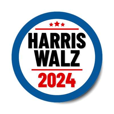 political harris walz 2024 stars red blue democrats stickers, magnet