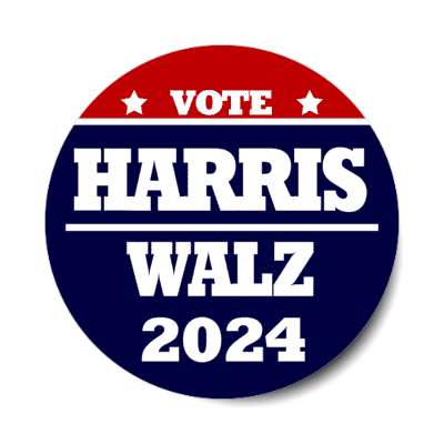 political vote harris walz 2024 democrats classic chunky star white red blue stickers, magnet