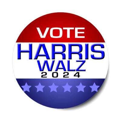 political vote harris walz 2024 democrats stylized modern classic star white red blue stickers, magnet