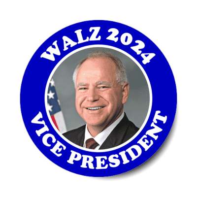 political walz 2024 vice president united states blue white stickers, magnet