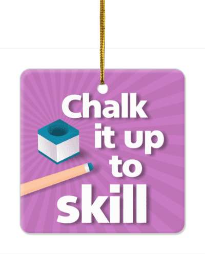 pool chalk cue chalk it up to skill purple rays stickers, magnet