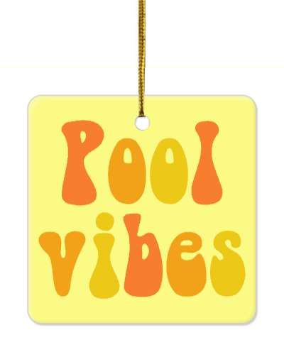 pool vibes pale yellow orange groovy stickers, magnet