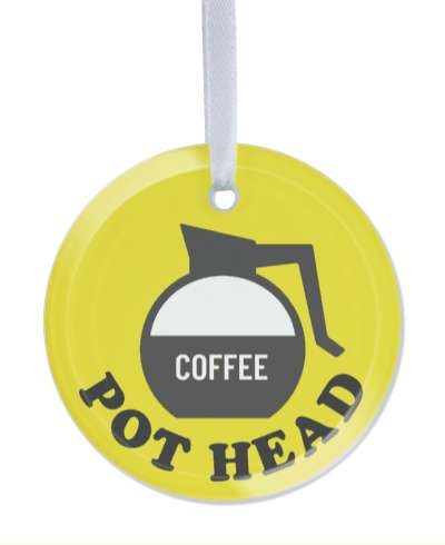 pot head coffee word play funny joke stickers, magnet