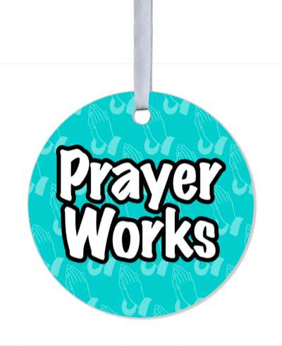 prayer works praying hands teal stickers, magnet