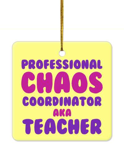 professional chaos coordinator aka teacher pale yellow purple stickers, magnet