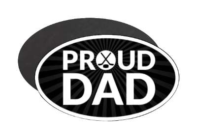 proud hockey dad parent crossed sticks puck stickers, magnet