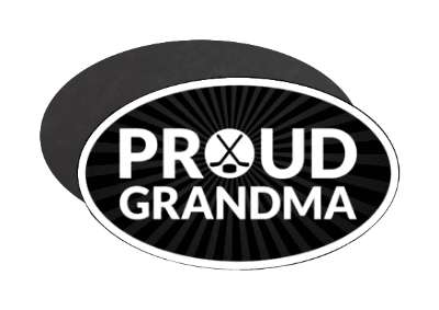 proud hockey grandma grandparent crossed sticks puck stickers, magnet