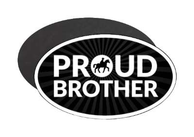 proud horseback riding brother sibling horse rider silhouette stickers, magnet
