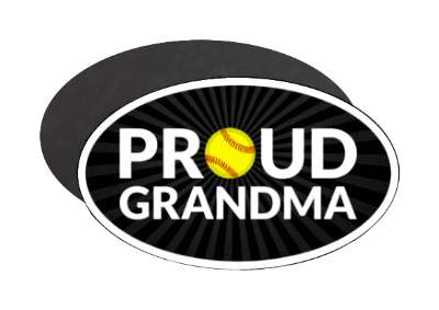 proud softball grandma grandparent black white yellow stickers, magnet