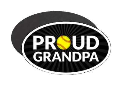 proud softball grandpa grandparent black white yellow stickers, magnet