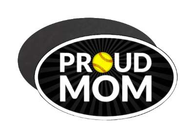 proud softball mom parent black white yellow stickers, magnet
