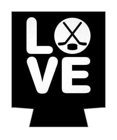 puck hockey player love crossed hockey sticks black stickers, magnet