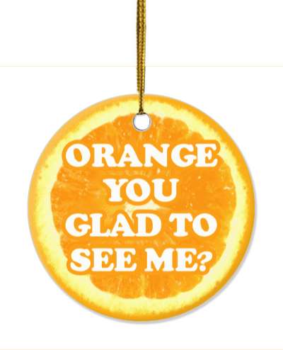 pun fruit orange you glad to see me stickers, magnet