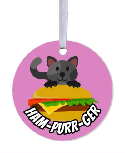 pun ham purr ger hamburger cat kitty stickers, magnet
