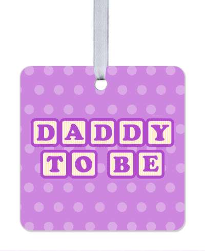 purple daddy to be baby letter blocks polka dot stickers, magnet