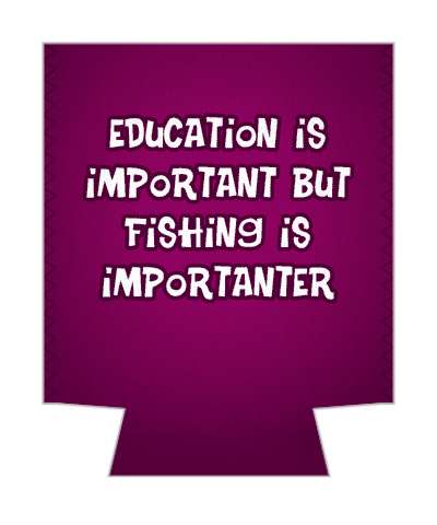 purple education is important but fishing is importanter funny stickers, magnet