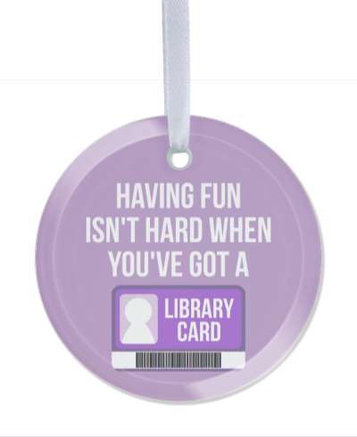purple having fun isnt hard when youve got a library card stickers, magnet