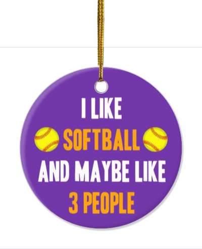 purple i like softball and maybe like three people funny purple stickers, magnet