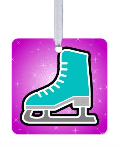 purple ice skate sparkle stickers, magnet