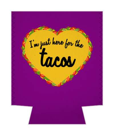 purple im just here for the tacos heart shaped stickers, magnet