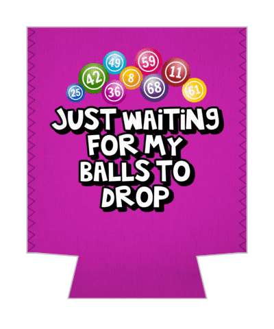 purple just waiting for my balls to drop bingo humor wordplay stickers, magnet