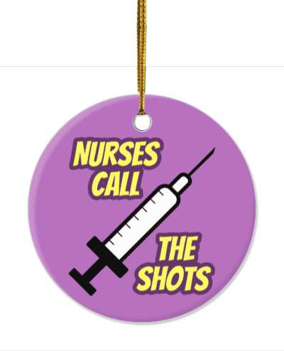 purple nurses call the shots syringe stickers, magnet