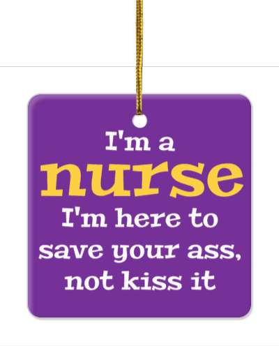 purple orange im a nurse im here to save your ass not kiss it stickers, magnet