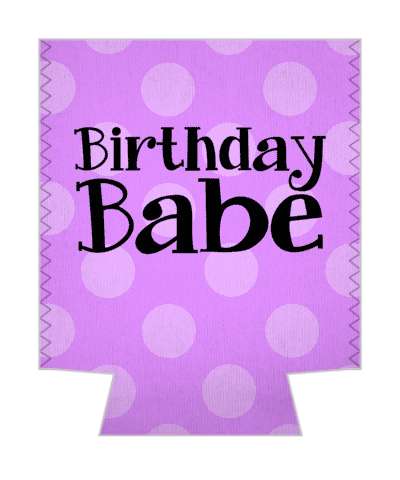 purple polka dots birthday babe stickers, magnet