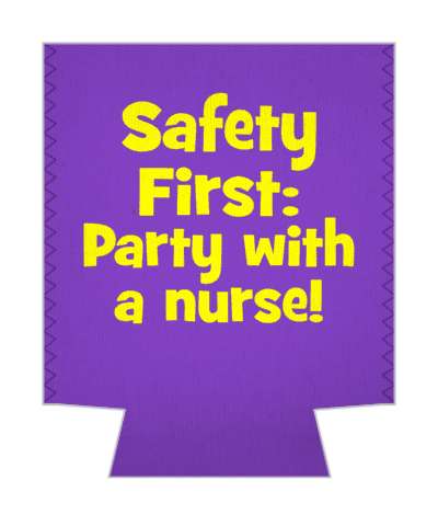 purple safety first party with a nurse stickers, magnet
