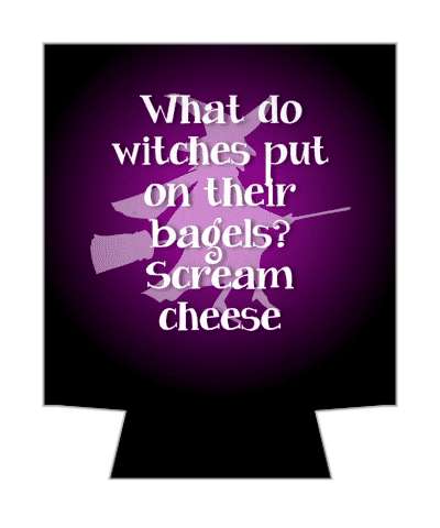 purple what do witches put on their bagels scream cheese bad joke stickers, magnet