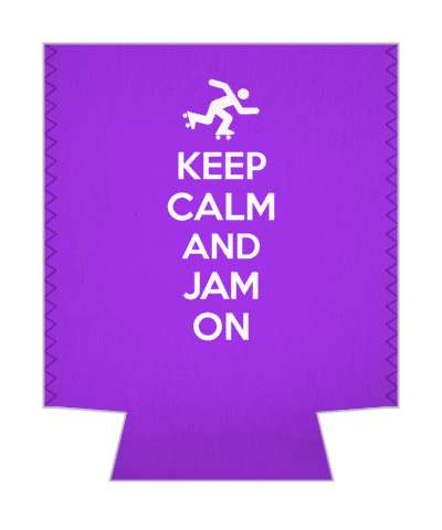 purple white keep calm and jam on parody roller derby stickers, magnet